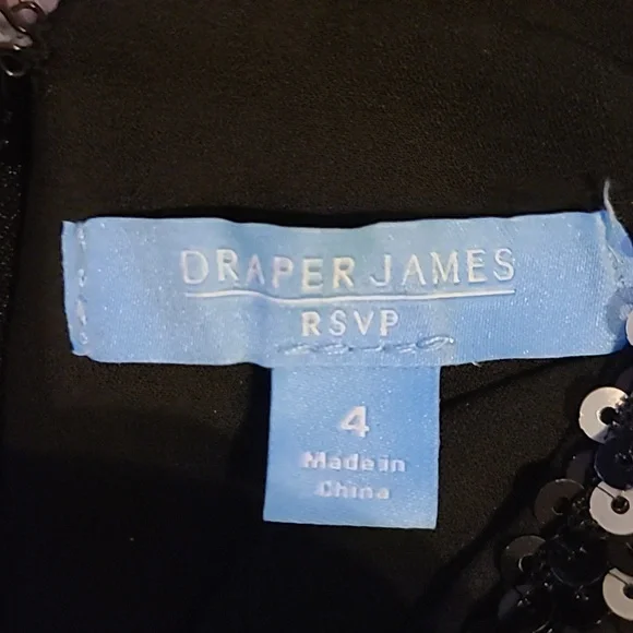 DRAPER JAMES WOMENS BLACK & WHITE SEQUIN SHEATH DRESS SIZE 4 - Picture 7 of 15